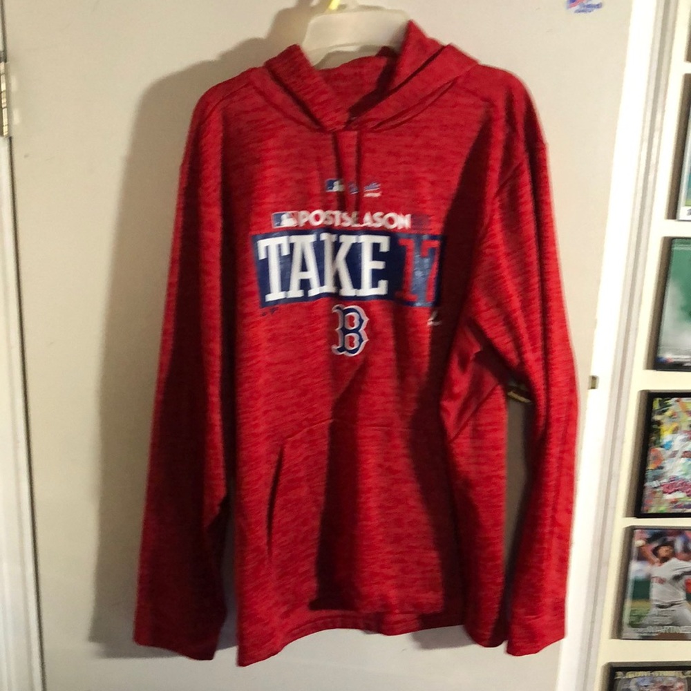 Boston Red Sox MLB Majestic Authentic Postseason Take 17 Hooded Sweatshirt Men’s